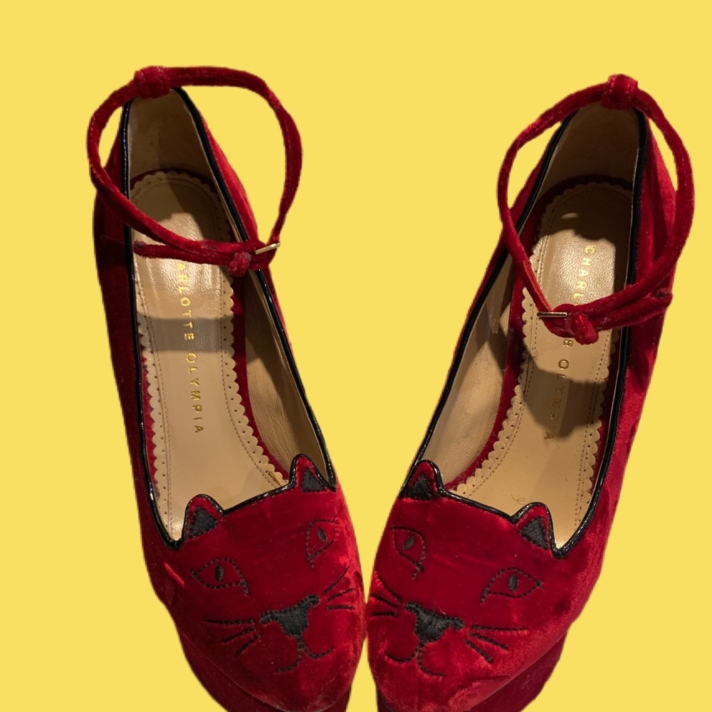 Charlotte Olympia Super Wedge Shoes, Red.